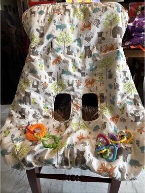 Eddie Bauer Gray Forest Owl High Chair Grocery Cart Cover Boy Girl Neutral